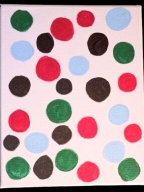 Handpainted Colorful Polka Dot Canvas Wall Art 8x10 Fun Modern Decor Gift